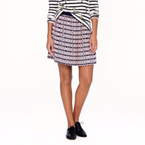 J. Crew Tile Silk Pleated Mini Skirt - Picture 1 of 9